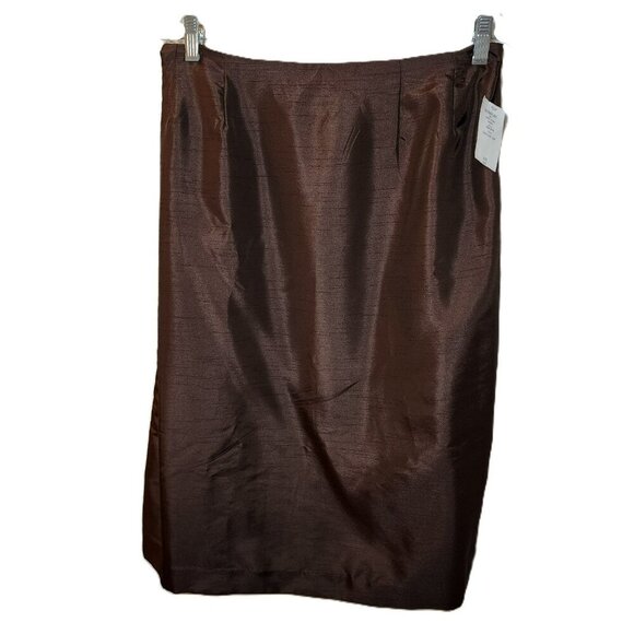 Signature by Larry Levine Woman Brown Formal Skirt 18W Shiny Satin Look - Picture 2 of 6